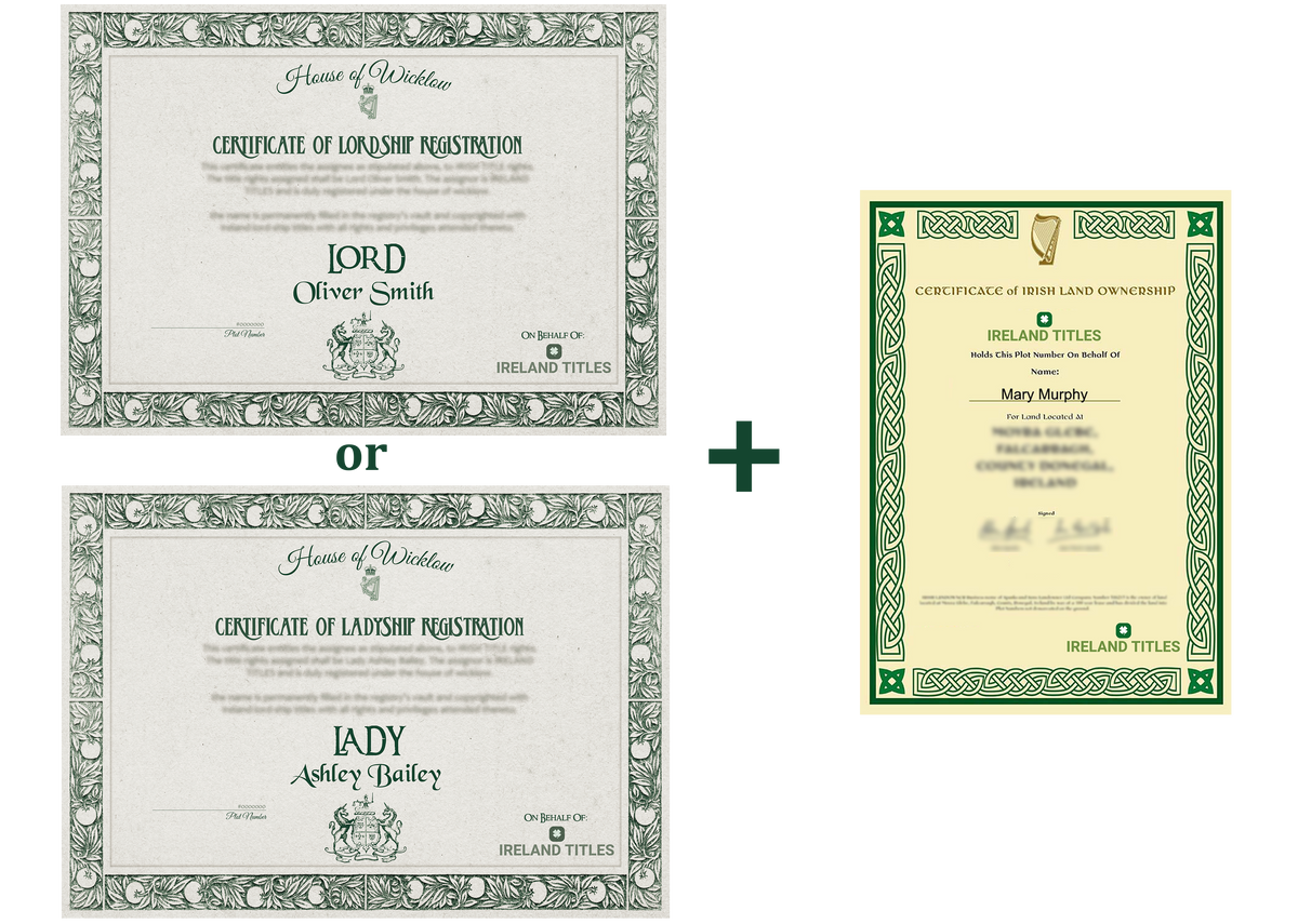 Ireland Titles - Lordship (Lord) or Ladyship (Lady) Title Pack